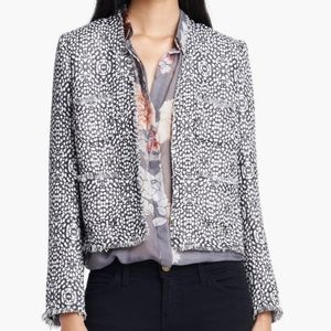 L'agence Short Frayed Jaquard Woven Blazer Size 0